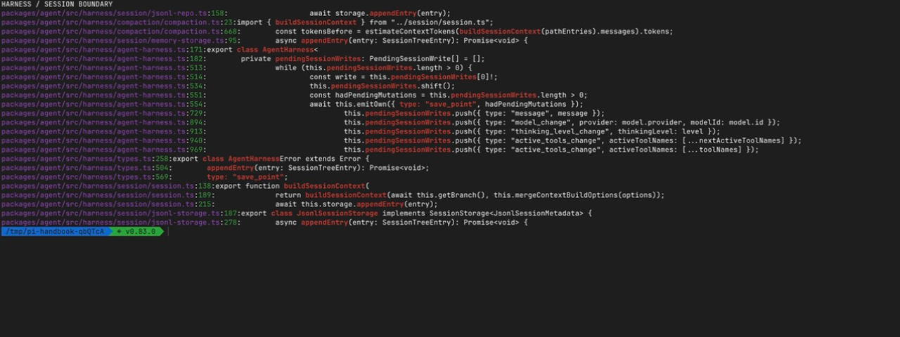 AgentHarness pending writes、save point、Session context 与 JSONL storage 的源码定位结果